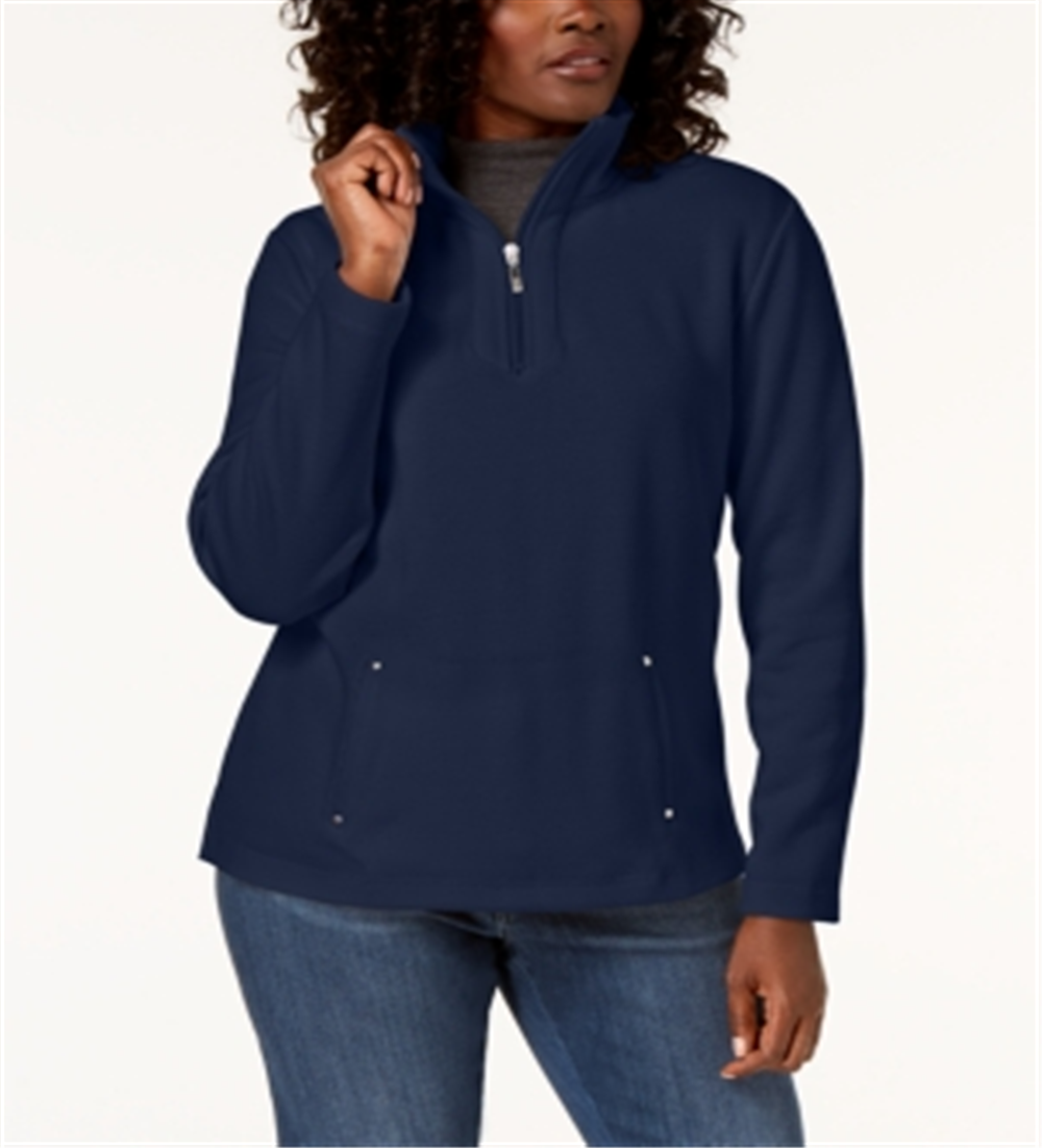 Karen Scott Women's Zip Neck Top Blue Size -Petite XL