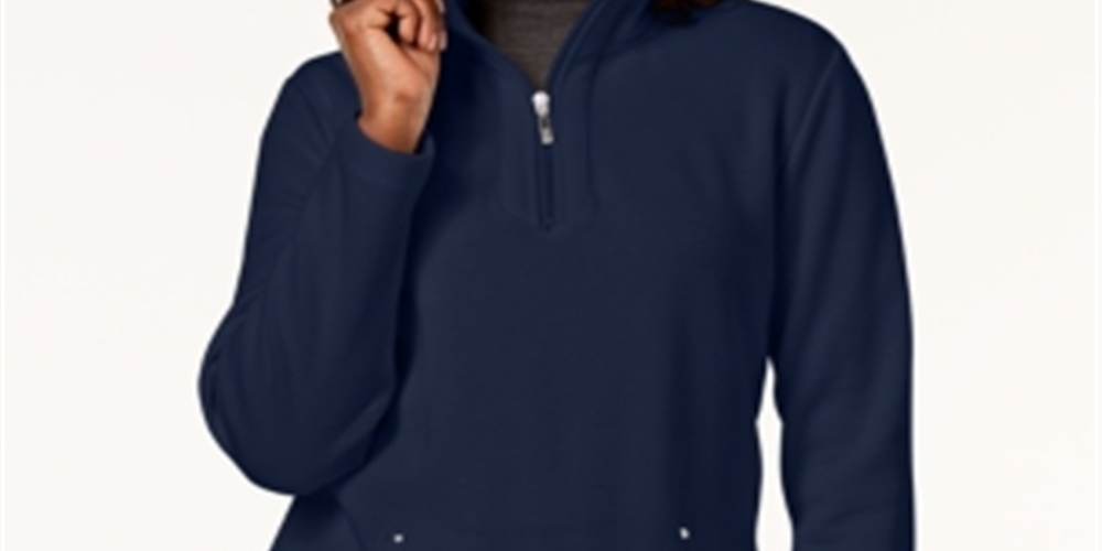 Karen Scott Women's Zip Neck Top Blue Size -Petite XL