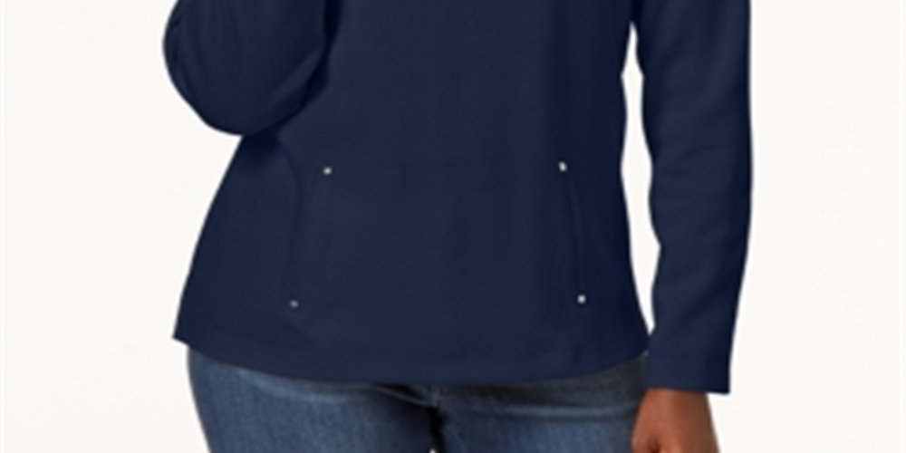 Karen Scott Women's Zip Neck Top Blue Size -Petite XL