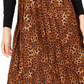 Charter Club Women's Animal Print Pleated Skirt Beige Size Medium
