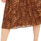 Charter Club Women's Animal Print Pleated Skirt Beige Size Medium