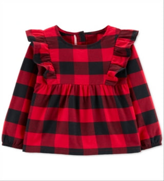 Carter's Toddler Girl's Buffalo Check Twill Top Red Size 4T