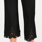 Charter Club Women's Crochet Hem Wide Leg Pants  Black Size 10