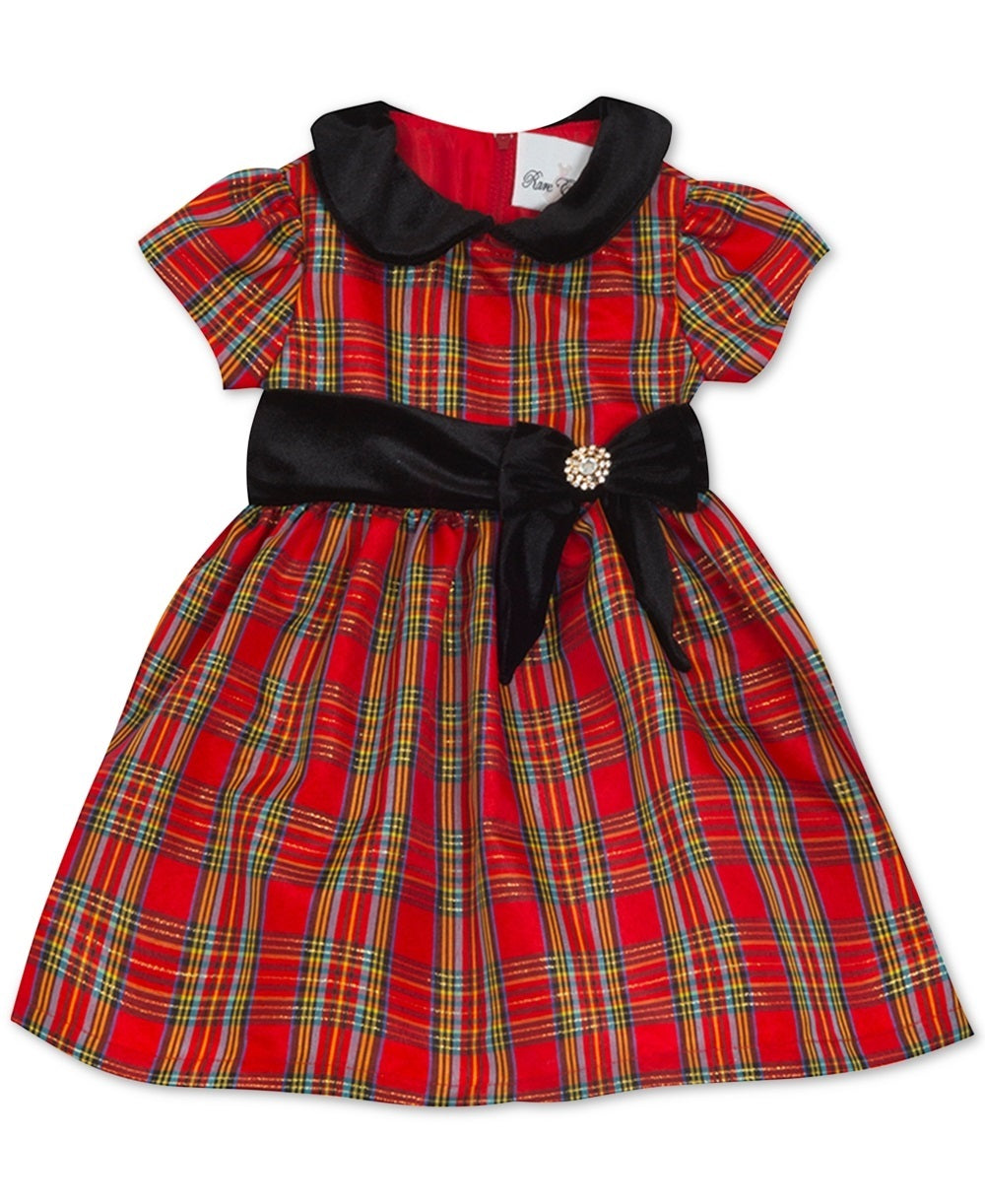 Rare Editions Baby Girl's  Taffeta Collar Plaid Dress Red Size 18MOS