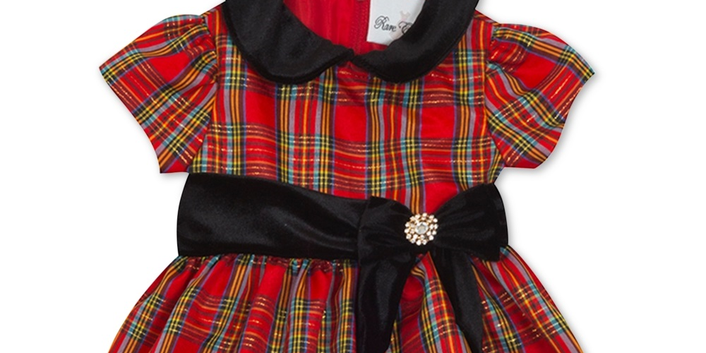 Rare Editions Baby Girl's  Taffeta Collar Plaid Dress Red Size 18MOS