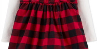 Carter's Toddler Girl's 2 Pc Cotton T-Shirt & Buffalo Check Jumper Set Red Size 2T