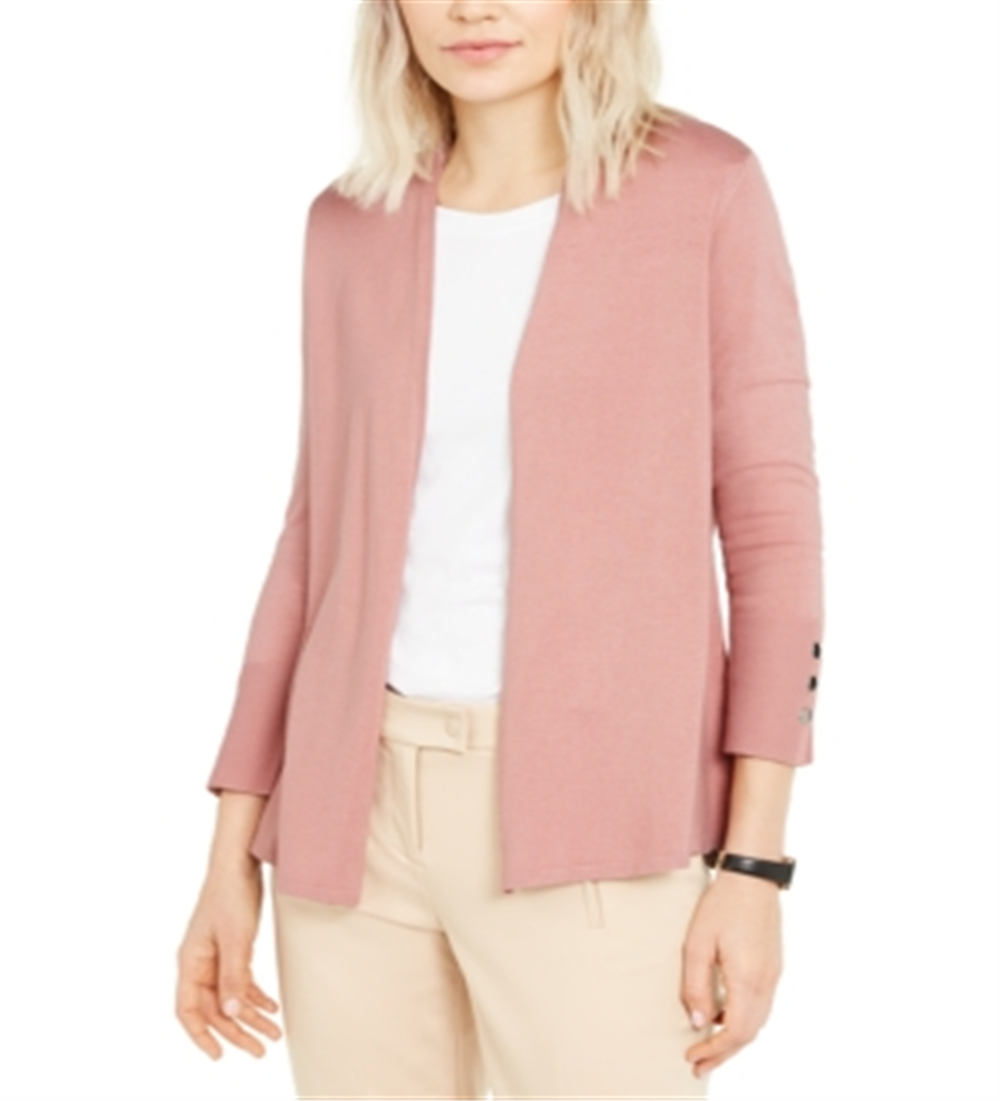 Alfani Women's Snap Sleeve Cardigan Pink Size Petite L