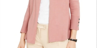 Alfani Women's Snap Sleeve Cardigan Pink Size Petite L