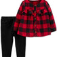 Carter's Girls' Casual Pants Plaid  Buffalo Plaid Ruffle-Trim Tunic & Velour Leggings Red Size 9 Months