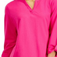 Charter Club Women's Blouse Berry Cool V Neck Long Sleeve Pink Size X-Large
