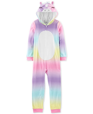 Carter's Little & Big Girl's 1 Pc Hooded Unicorn Fleece Pajamas White Size 8