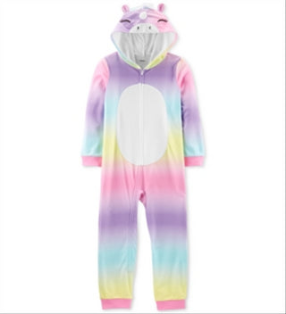 Carter's Little & Big Girl's 1 Pc Hooded Unicorn Fleece Pajamas White Size 8