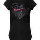 Nike Little Girl's  Geo Heart Print Cotton T-Shirt Charcoal Size 4