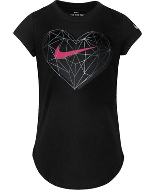 Nike Little Girl's  Geo Heart Print Cotton T-Shirt Charcoal Size 4
