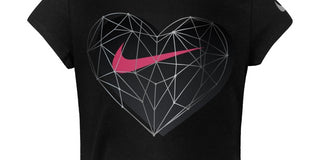 Nike Little Girl's  Geo Heart Print Cotton T-Shirt Charcoal Size 4