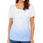 Karen Scott Women's Daisy Shine Scoop Neck Top Blue Size Small