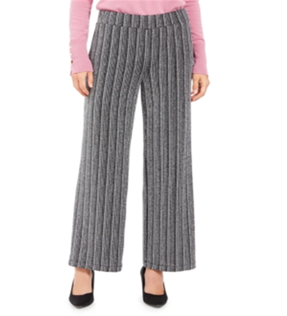 JM Collection Women's Metallic Wide Leg Pants Black-Silver  Size Petite S