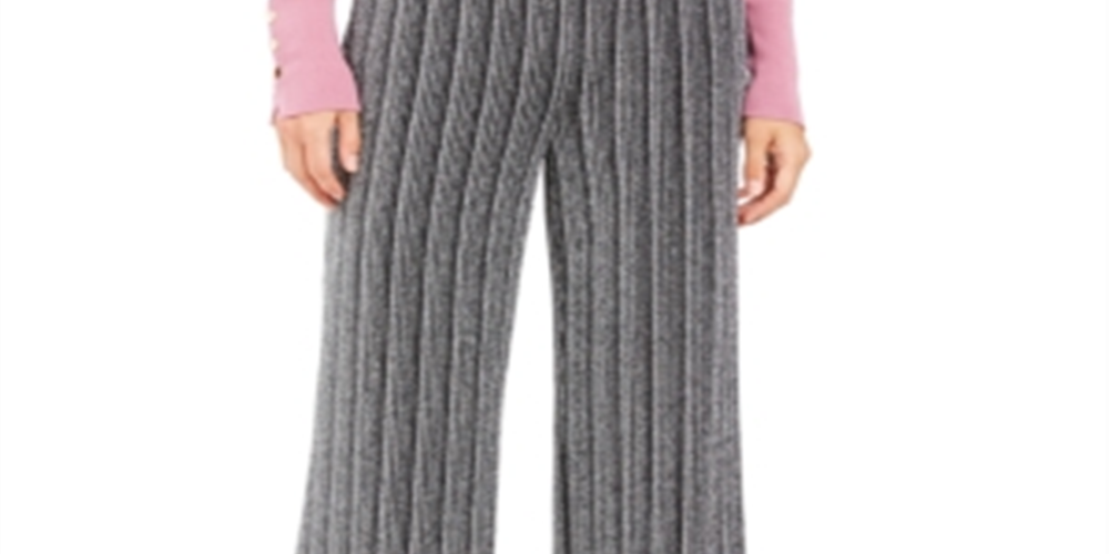 JM Collection Women's Metallic Wide Leg Pants Black-Silver  Size Petite S