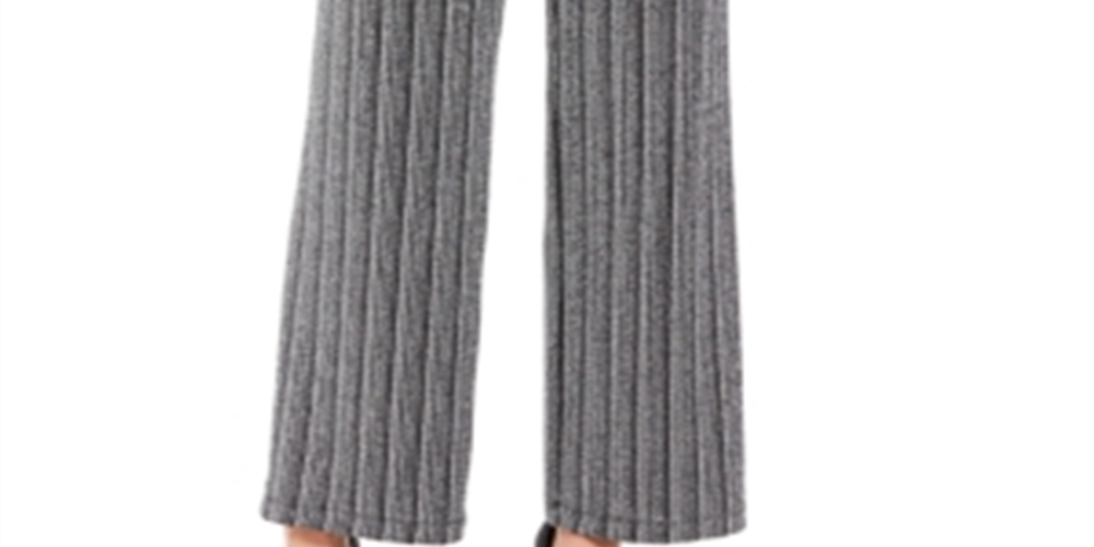 JM Collection Women's Metallic Wide Leg Pants Black-Silver  Size Petite S