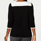 Karen Scott Women's Cotton Button Trim Sweater Black/White Size Petite XL