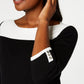 Karen Scott Women's Cotton Button Trim Sweater Black/White Size Petite XL