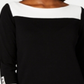 Karen Scott Women's Cotton Button Trim Sweater Black/White Size Petite XL