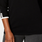 Karen Scott Women's Cotton Button Trim Sweater Black/White Size Petite XL