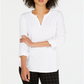 Charter Club Women's Supima Cotton Split Neck Top White Size PSM