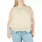 Style & Co Women's Sleeveless Crew Neck Blouse Top Beige Size 0X