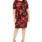 Connected Women's Plus Floral Print Sarong Dress Black-Red Size 14 W
