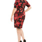 Connected Women's Plus Floral Print Sarong Dress Black-Red Size 14 W