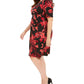 Connected Women's Plus Floral Print Sarong Dress Black-Red Size 14 W