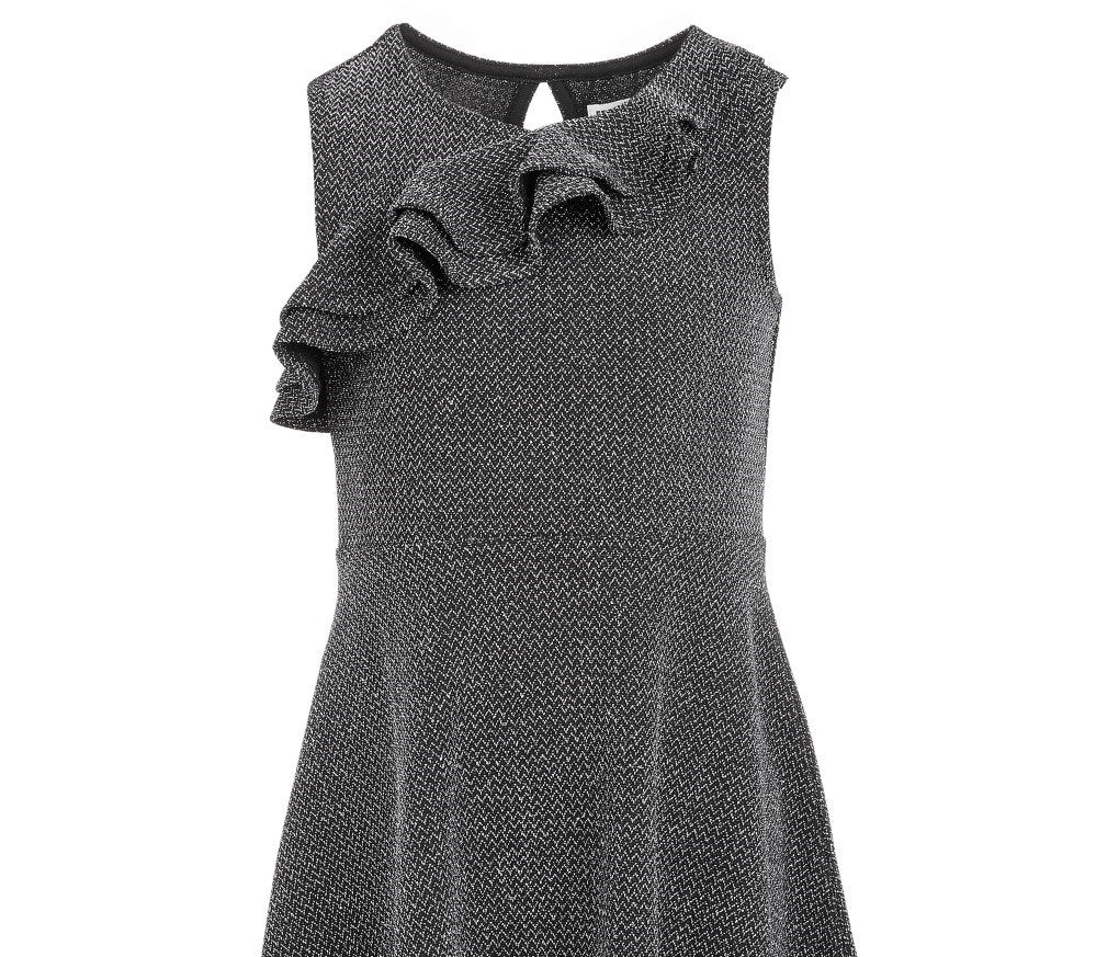 Epic Threads Toddler Girl's Ruffle-Front Metallic Dress Black Size 4T