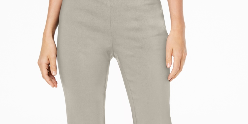 JM Collection Women's Petite Tummy Control Pull-On Pants Beige Size Petite