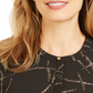 JM Collection Women's Printed 3/4 Sleeve Jewel Neck Evening Top Black - Size Petite S