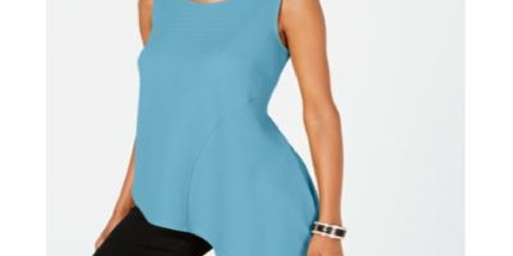 Alfani Women's Sleeveless Tank Wear to Work Top Blue Size Petite Large