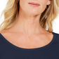 Karen Scott Women's Cotton Scoop Neck Top Navy Size Petite S/M