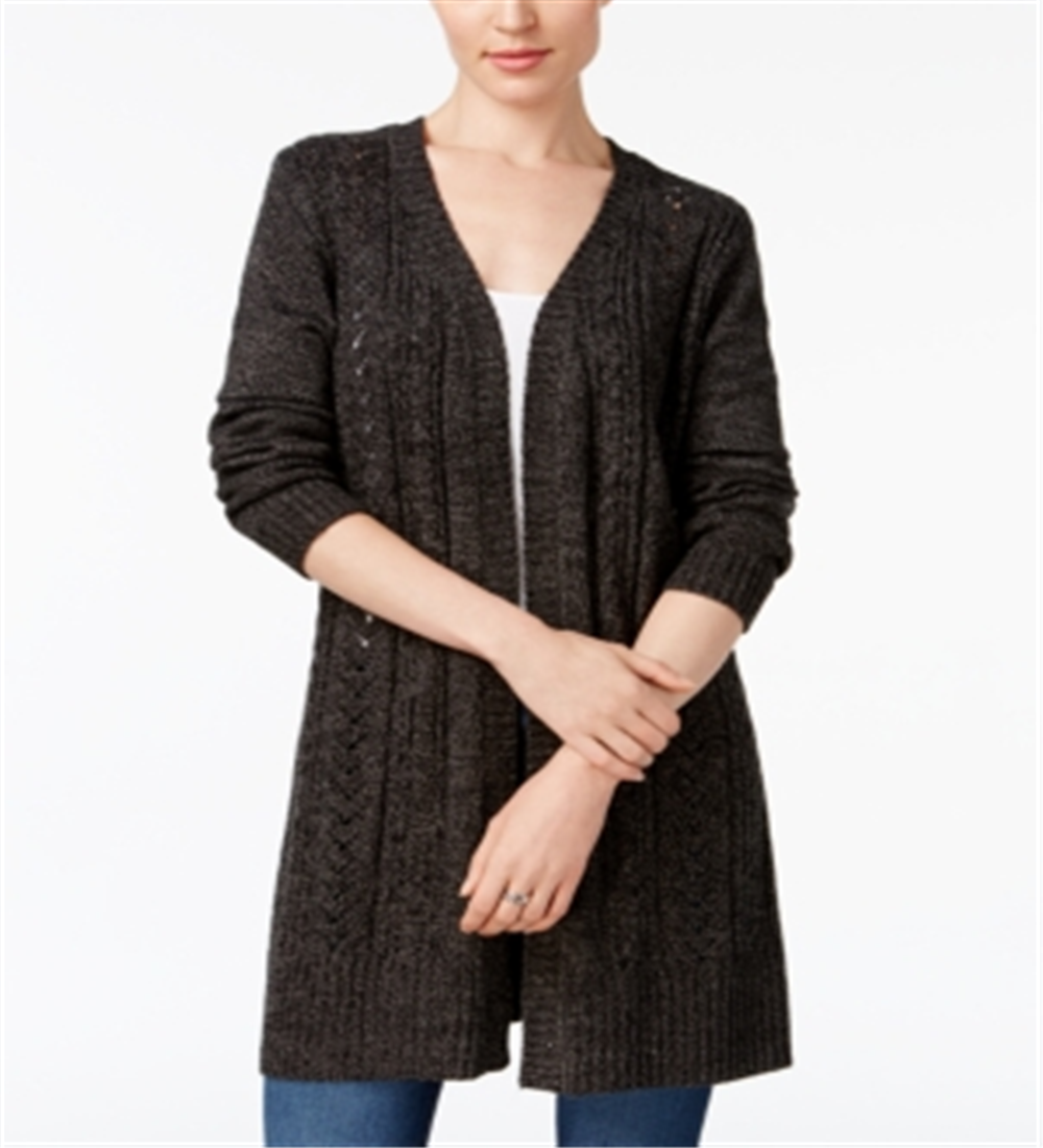 Karen Scott Women's Turbo Duster Cardigan Black Size Small