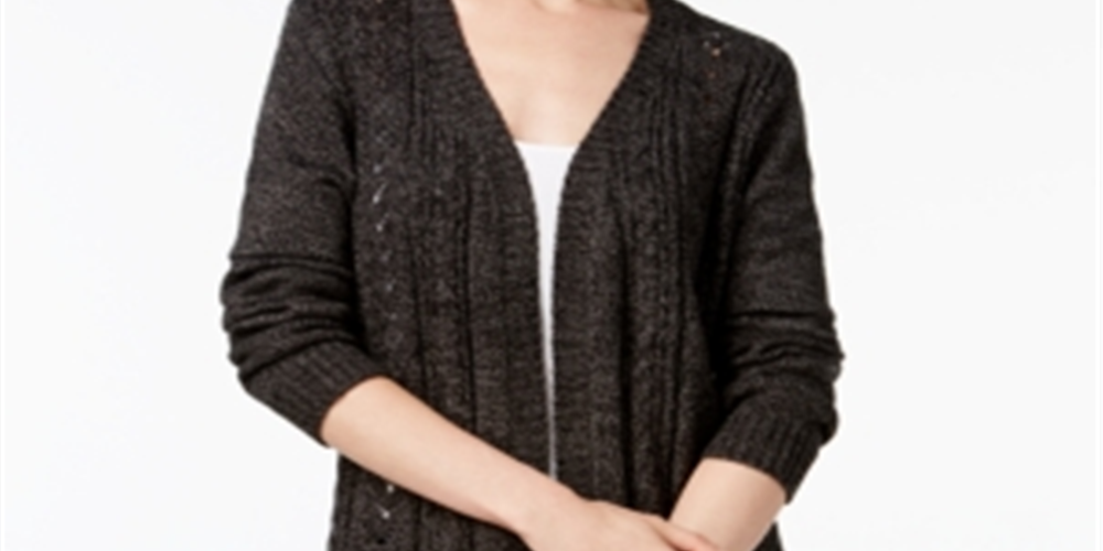 Karen Scott Women's Turbo Duster Cardigan Black Size Small