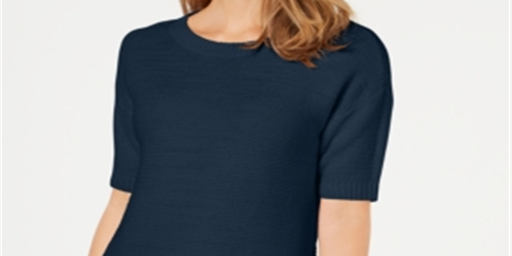 Charter Club Women's Cotton Sweater Navy Size -Petite L