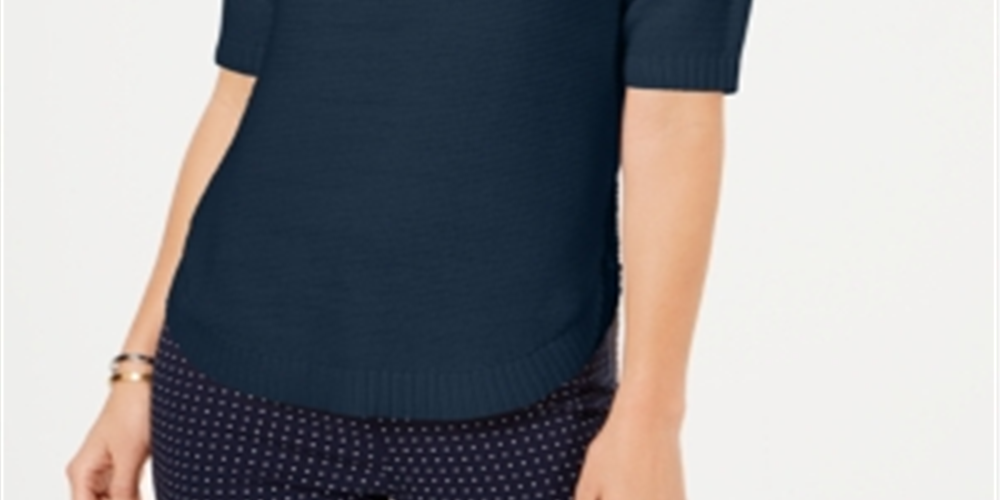 Charter Club Women's Cotton Sweater Navy Size -Petite L
