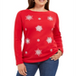 Karen Scott Women's Embellished Snowflake Top Red Size Petite L