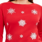 Karen Scott Women's Embellished Snowflake Top Red Size Petite L
