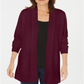 Karen Scott Women's Open Front Cardigan Maroon  Size Petite L