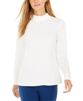 Calvin Klein Women's Petite Mock-Neck Top White Size Extra Large Petite