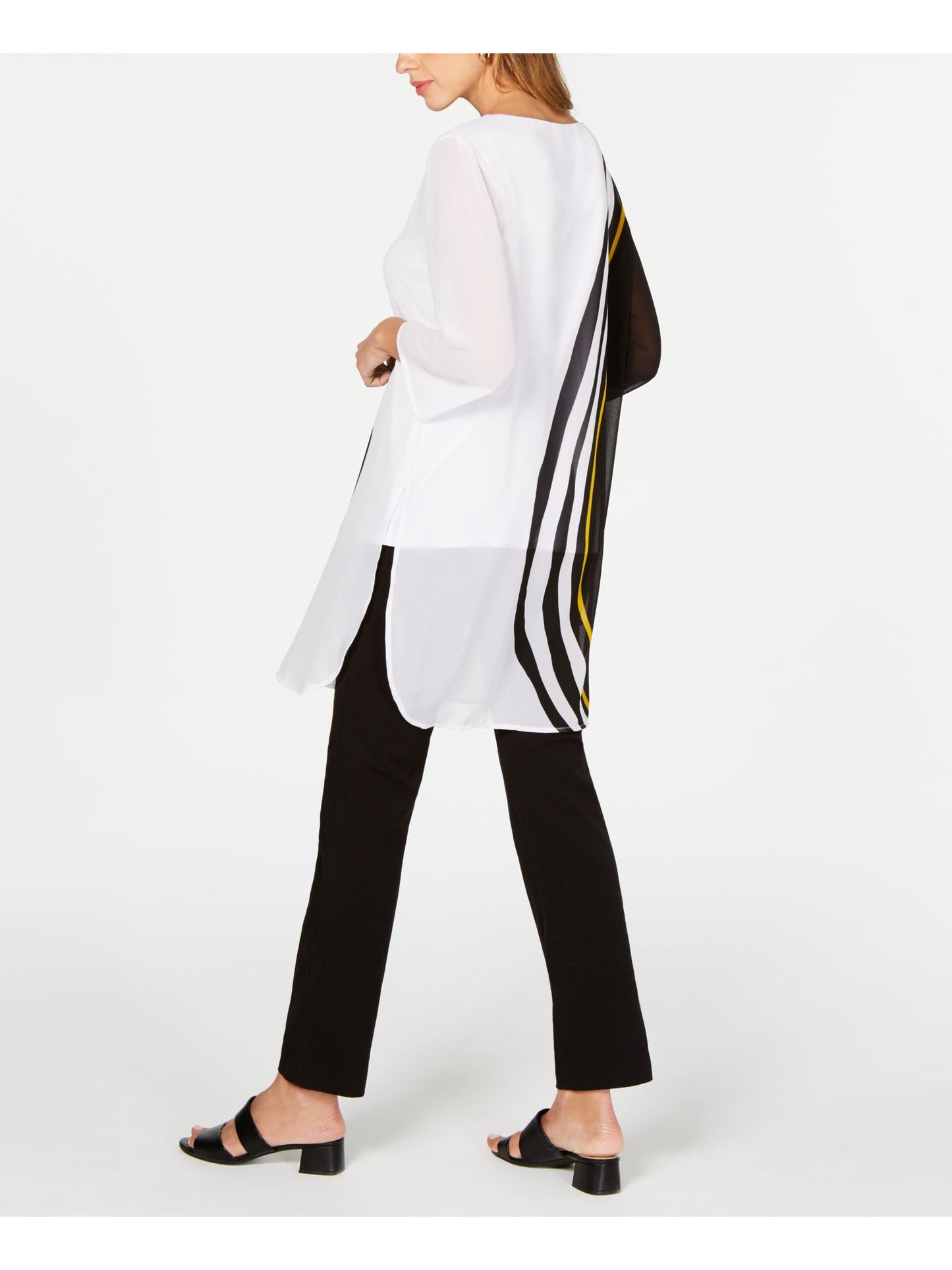 Alfani Women's 3/4 Sleeve Blouse Top Black Size Petite Large