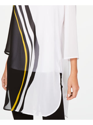 Alfani Women's 3/4 Sleeve Blouse Top Black Size Petite Large