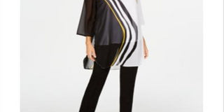 Alfani Women's 3/4 Sleeve Blouse Top Black Size Petite Large