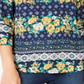Charter Club Women's 3/4 Sleeve Printed Top Navy Combo Size Petite L