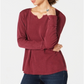 Style & Co Women's Cotton Thermal Top Winestone Size -Petite L